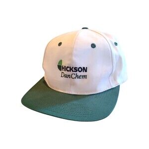 Vintage 90s Hickson DanChem Snapback Hat Cap Green White NOS